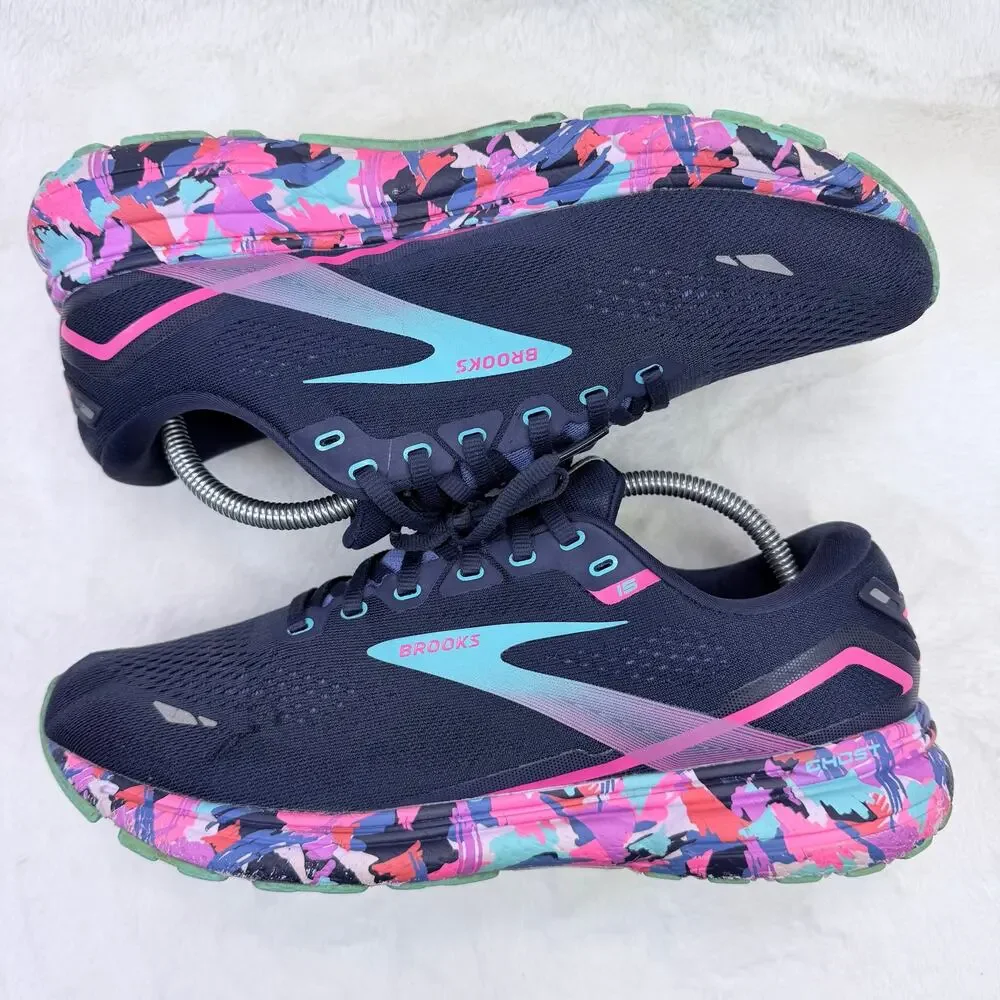 Brooks Ghost 15 Women's Eclipse Baja Blue Pink Running Shoes Size 11 Wide